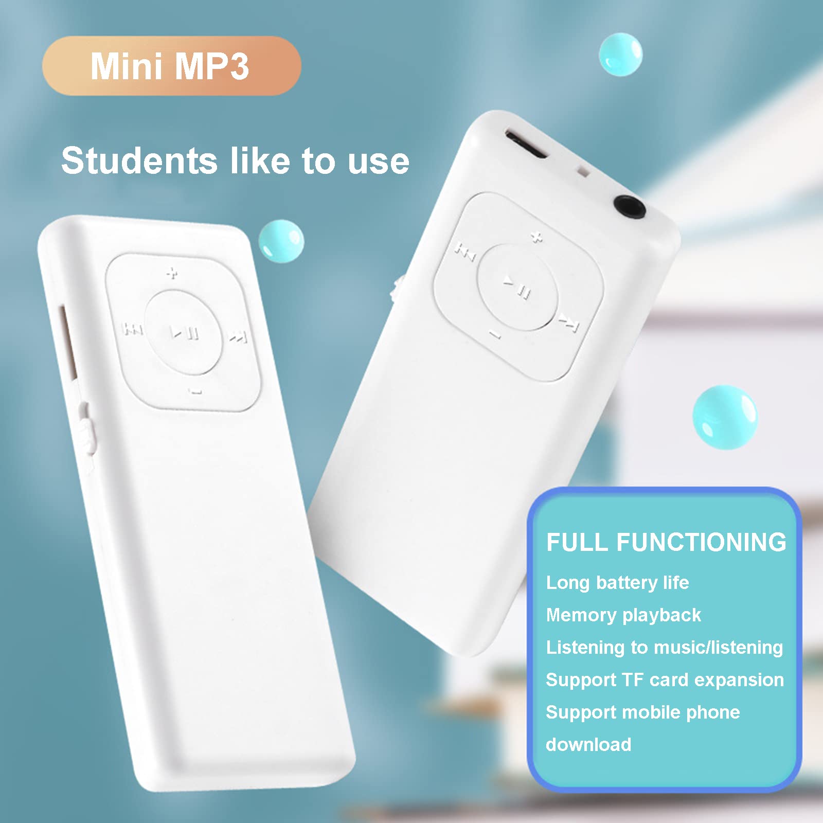 Walkman MP3 Ligero y portátil para Estudiantes, con función de Sonido Externo/reproducción de Memoria, Soporte máximo de 128 GB,Negro