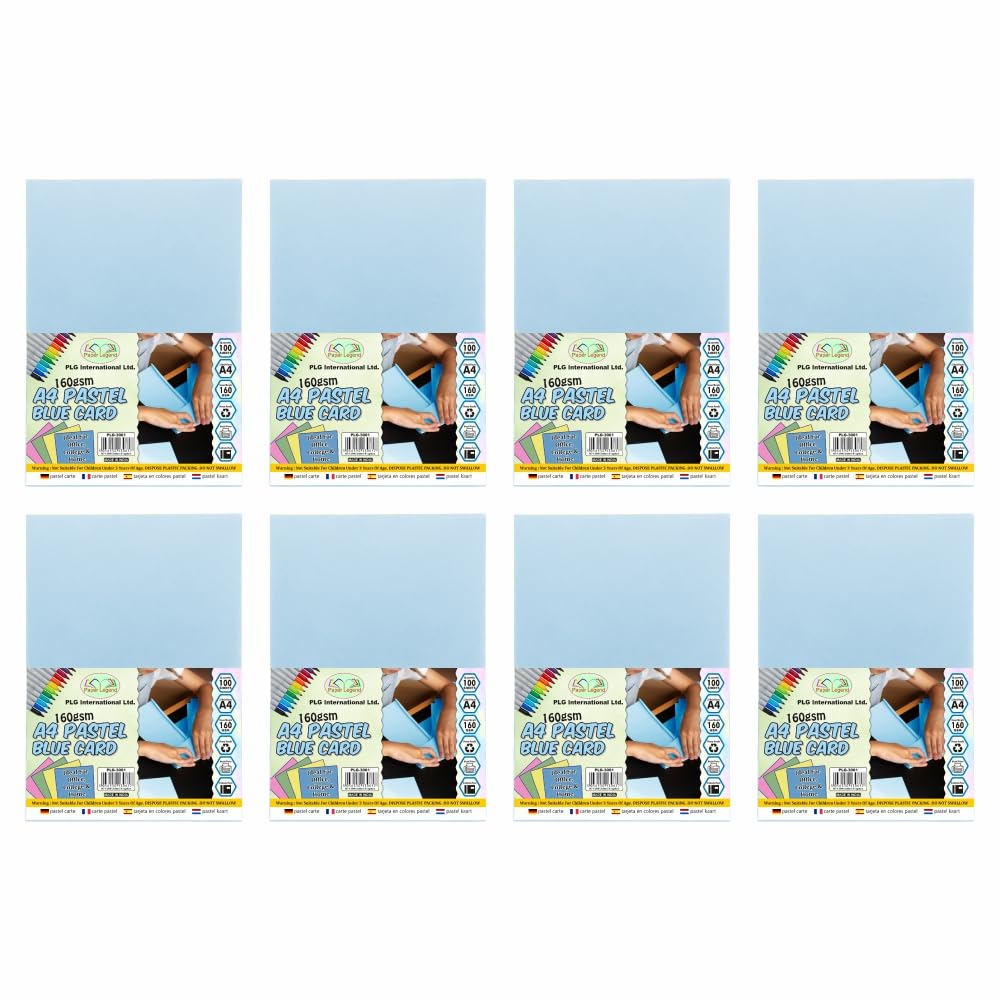 A4 Coloured Paper Pastel Card 160gsm Activity Card DIY Craft Paper Sheets Card Making Printer Photocopier Coloured Card Stock Sheets Invitations for Birthdays Weddings Occasions (800, Blue)