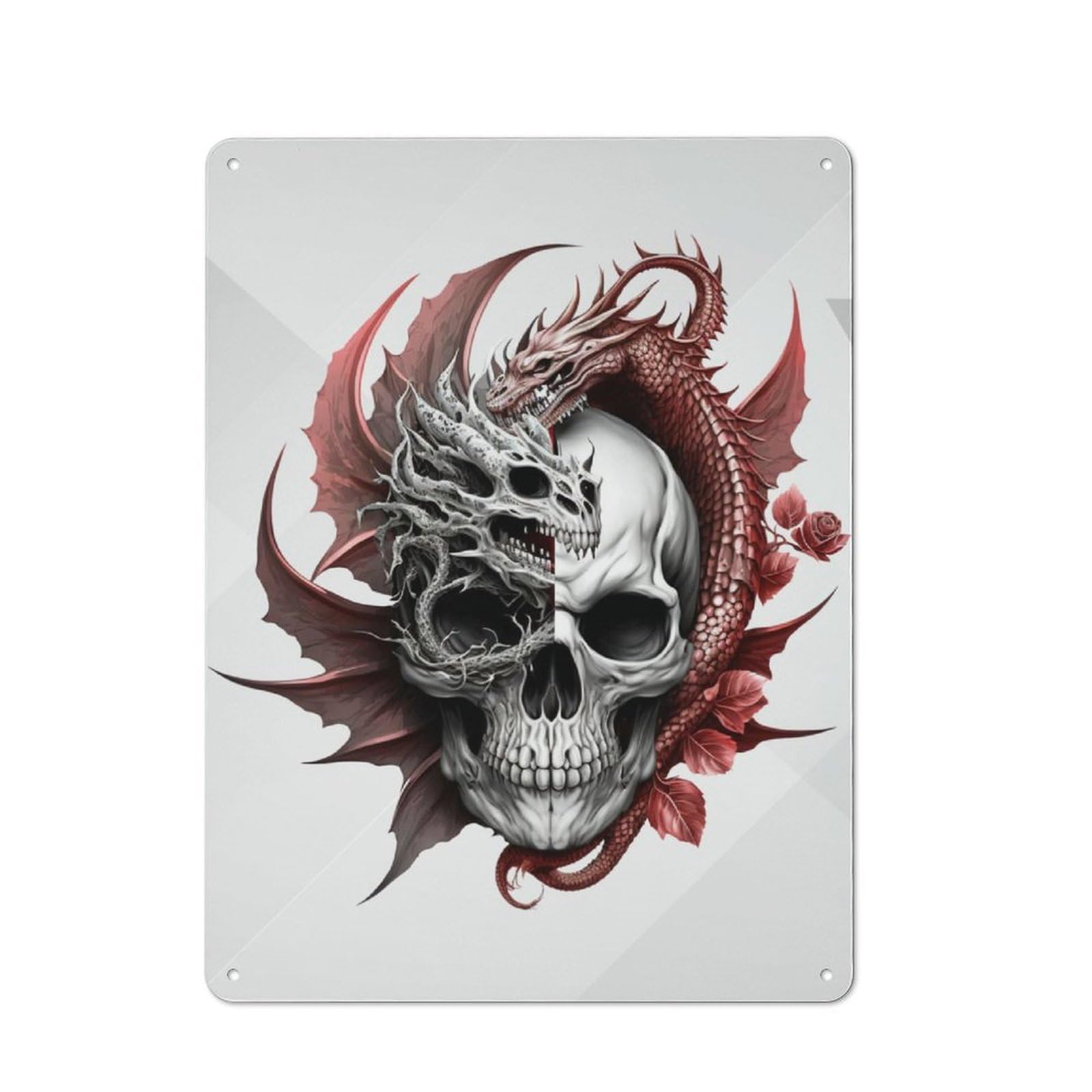 Junmoney Fallen Dragon Metal Plaque 40X30cm With For Pub Or Café, Rustic Decor, For Garage, Workshop And Man Cave Decoration