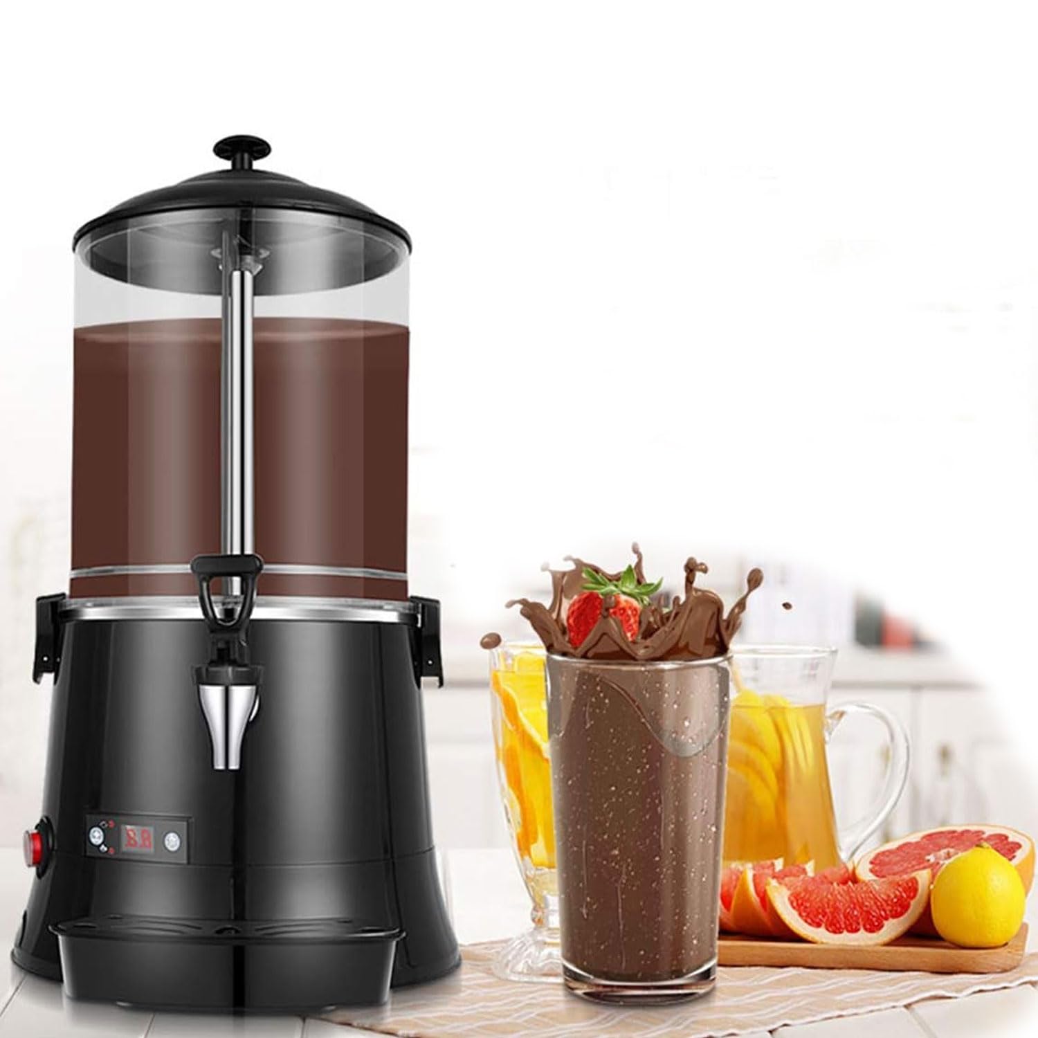 Machine à chocolat chaud commerciale, fondoir à chocolat 5L/10, machine à cacao chaud réglable de 30 à 90 ℃, affichage numérique LED, équipement de trempe idéal pour les fêtes. Pour chauffer le café