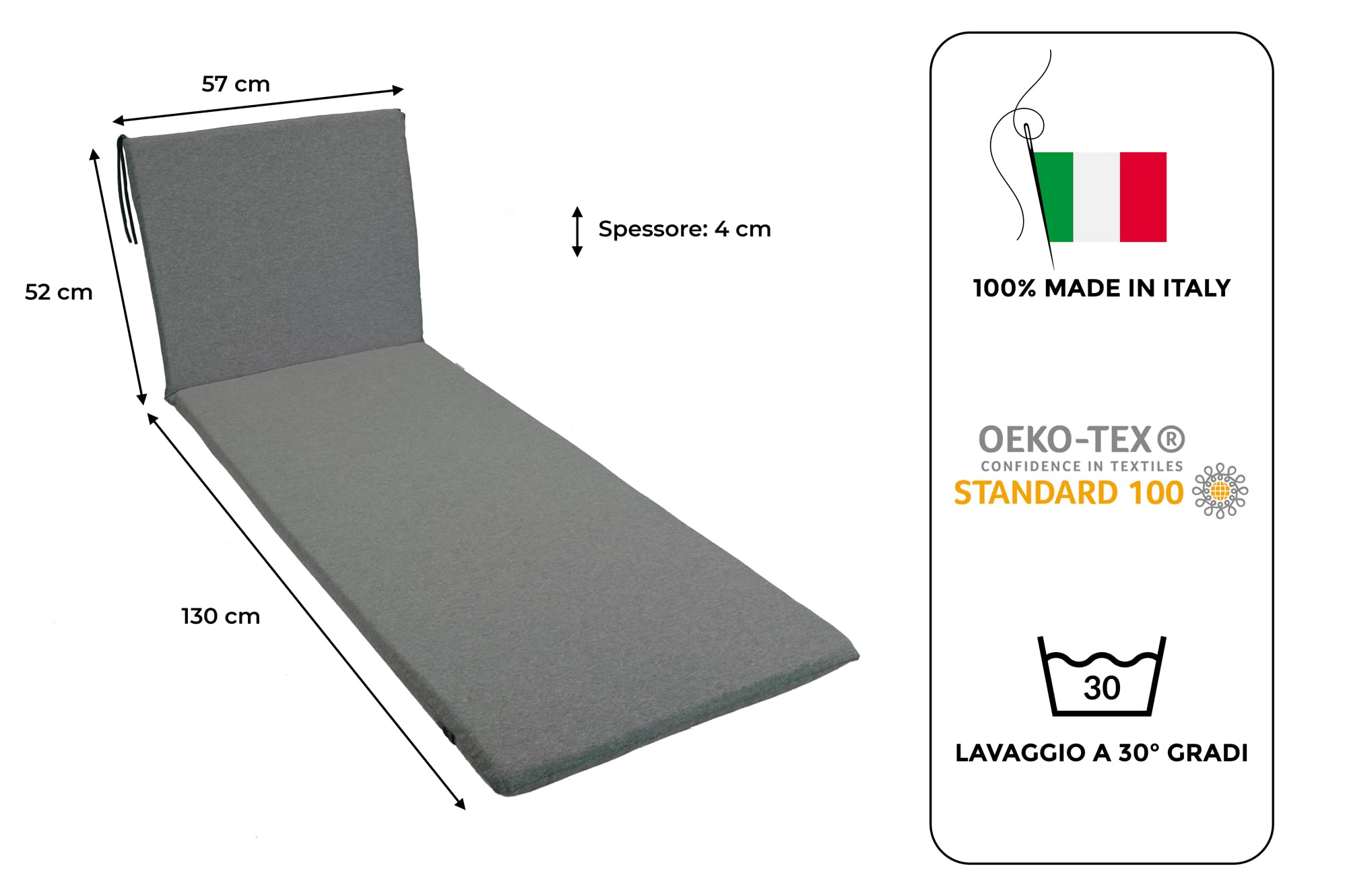 Cuscino Per Lettino Prendisole GHIOCUSCINI - Cotone/Poliestere Ecru, Made In Italy - Foto 12