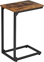 AMHANCIBLE C-Shaped End Table for Sofa - Slide Under Couch Snack TV Tray, Small Space Side Table, Rustic Brown 15.4x11.4x23.2"
