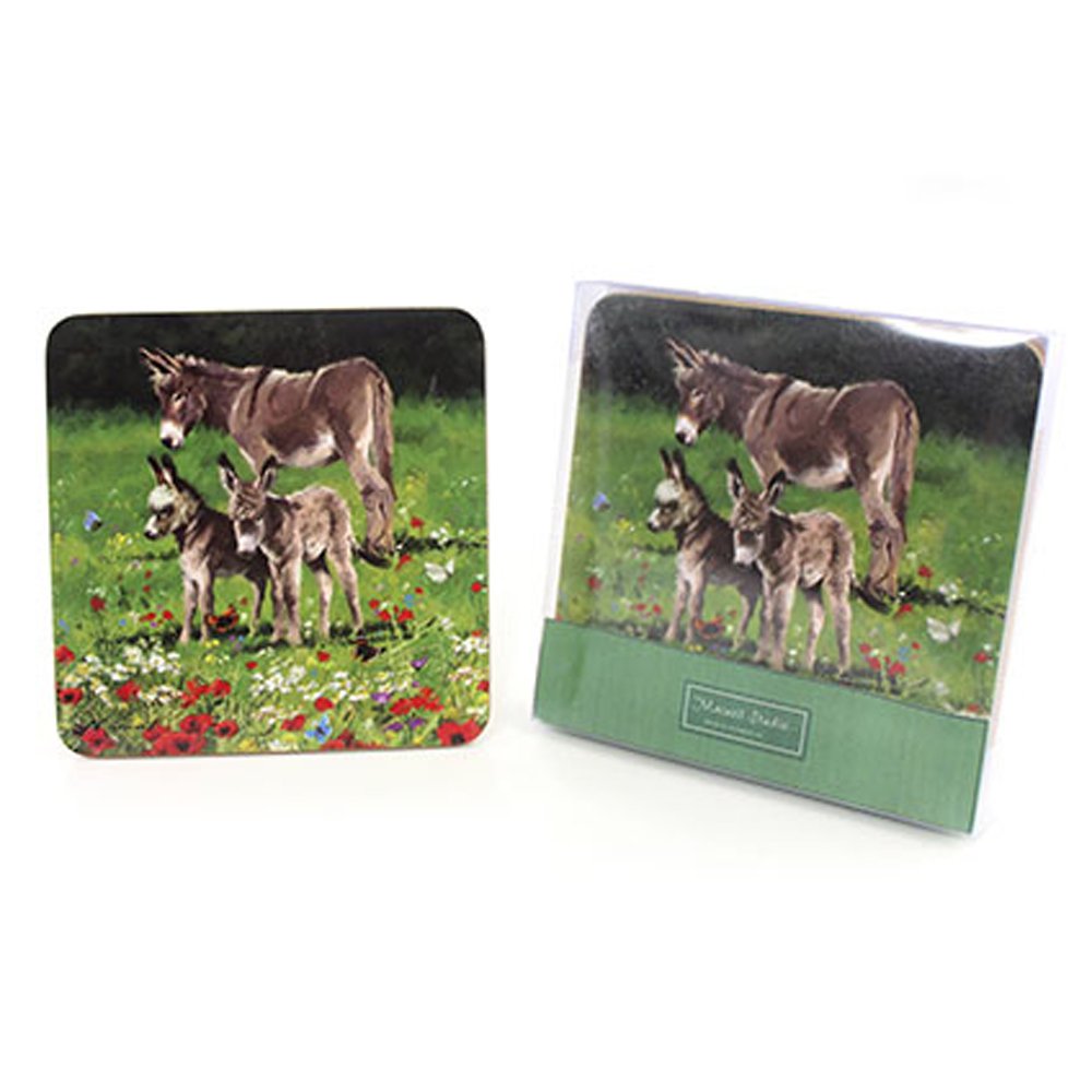 The Leonardo Collection Brown Set Of 4 Coasters - Donkeys By Macneil Studio