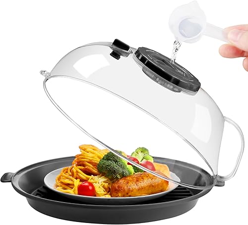 Miniatura 10 de Tapa Protectora contra Salpicaduras para Microondas de 10.2 Pulgadas con Vaporizador de Agua, Protector Transparente contra Salpicaduras de
