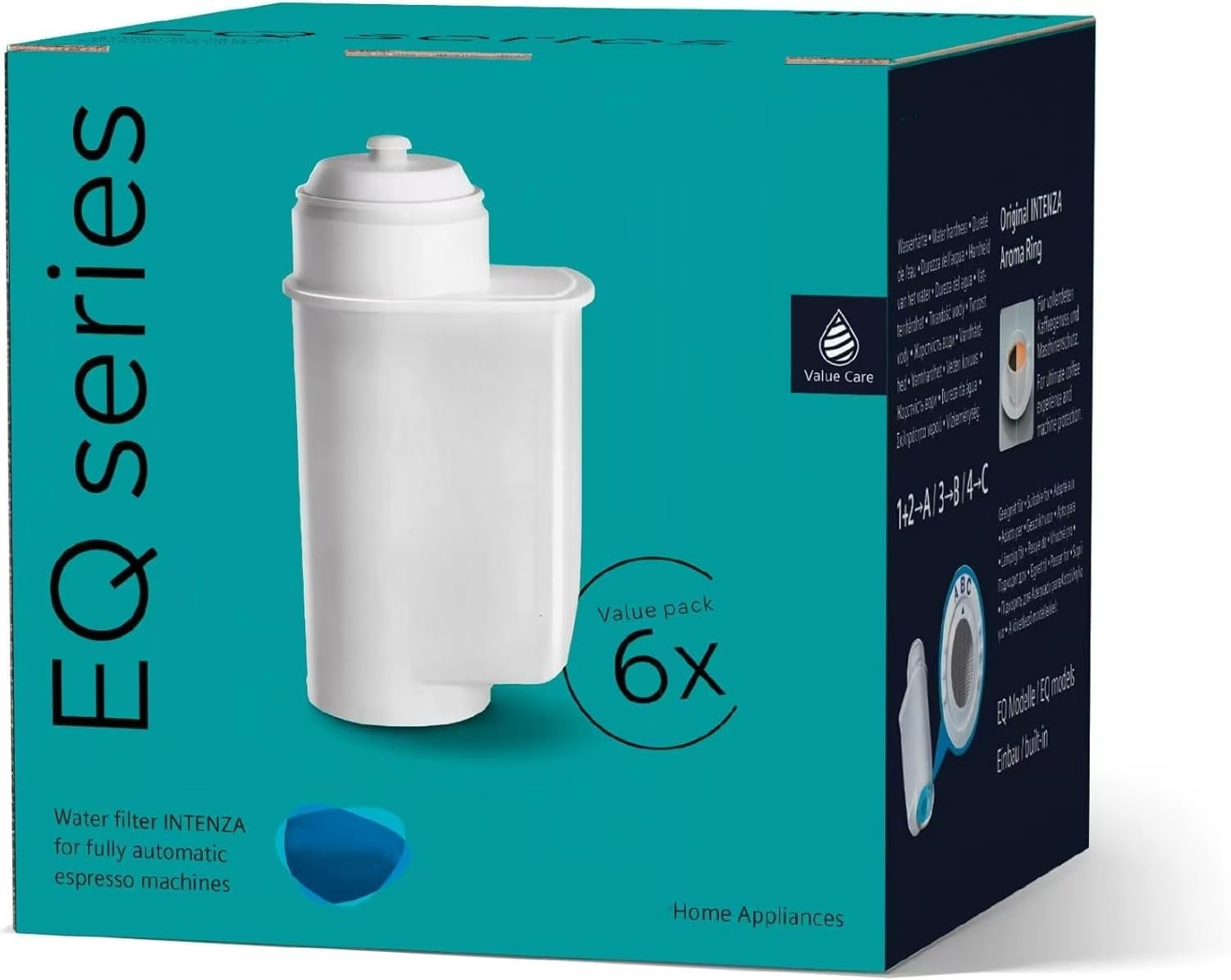 TZ70063A Water Filter, 6 Pieces, Suitable for EQ Series Automatic Coffee Machine and Built-in Coffee Machine, Effectively Reduces Calcium Content in Water