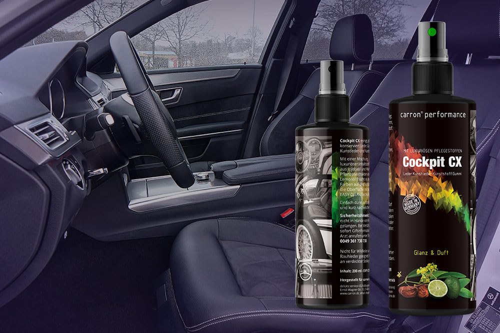 carron Cockpit CX Spray do czyszczenia i pielęgnacji skóry, sztucznej skóry, tworzyw sztucznych i gumy z olejem jojoba, olejem cytrynowym i woskiem carnauba (oryginalny)