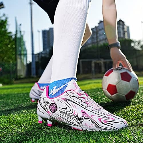 Hixingo Chaussures Football Crampons Enfant - Spike Mixte Garçon Fille Antidérapantes Pour Entraînement