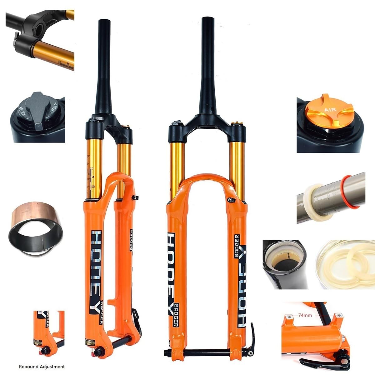 Widelec amortyzowany do rowerów górskich 27,5 i 29 cala z rurą stożkową 1 1/2", pasuje do MTB, rowerów turystycznych, składanych, XC i e-Bike, 140 mm, 100 × 15 mm