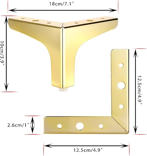 Miniatura 3 de OwnMy 4 patas de metal dorado para muebles, muebles modernos de 4 pulgadas para sofá, silla, mesa, gabinete, patas para muebles de bricolaje, patas