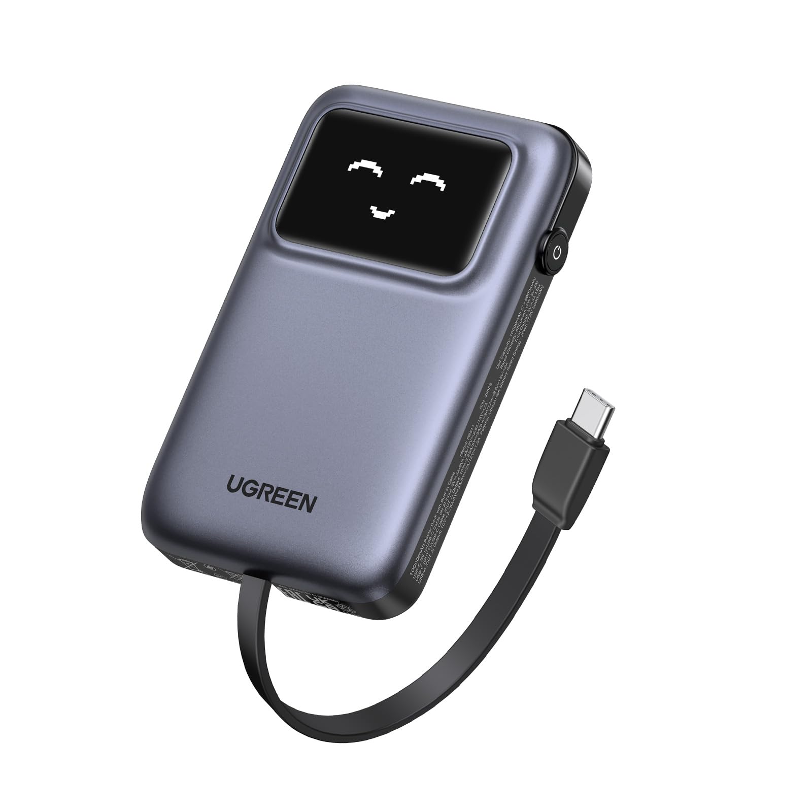 UGREEN Uno Power Bank with Built-in USB-C Cable 10,000mAh Portable Charger PD 30W Fast Charging Battery Pack 3-Way Output with TFT Display for iPhone 17/16 Series, Galaxy S21-25, Pad Pro, AirPods, etcUGREEN Uno Power Bank with Built-in USB-C Cable…
