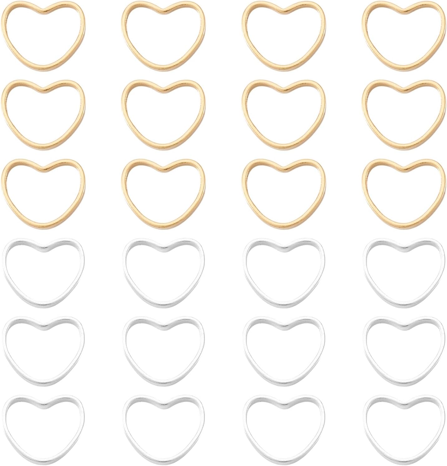 24Pcs Brass Linking Rings Heart Loop Frame Hoop Earrings Bezel Linking Rings Charms Connectors Long-Lasting Plated for Earring Necklace Bracelet Jewelry Making
