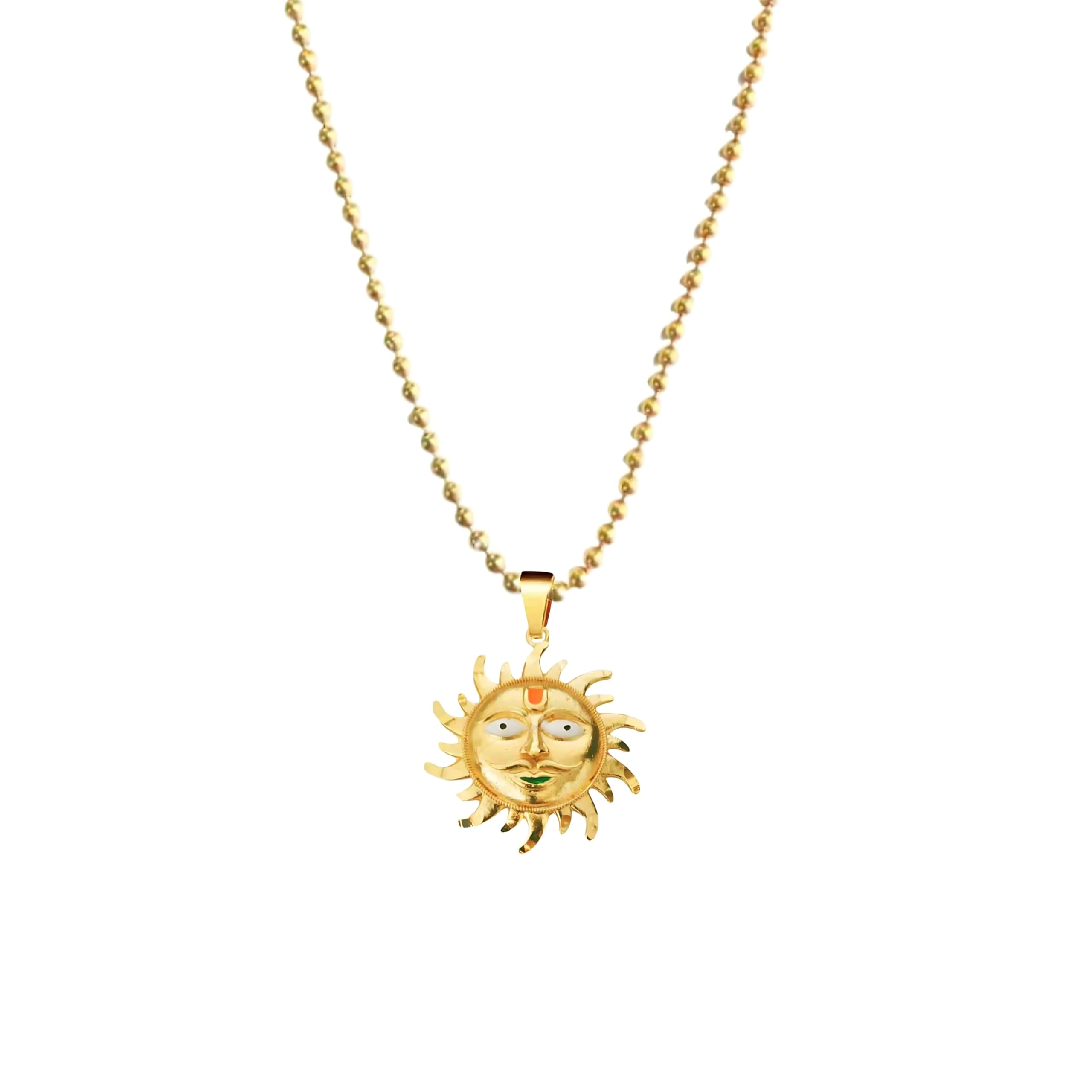 Surya Pendant Necklace – Sun God Jewelry in Gold Finish | Hindu Spiritual Pendant for Protection, Power & Positivity Gold SPn2025233-image-27