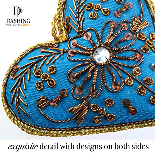 Valentine's Day Luxury Christmas Decoration Heart Hanging Ornament Present Romantic Wedding Table Décor Napkin Rings Handmade Set Of 5 Beaded Embroidered Pearl Hanging Fabric Easter Idea Xmas Tree #TOP4