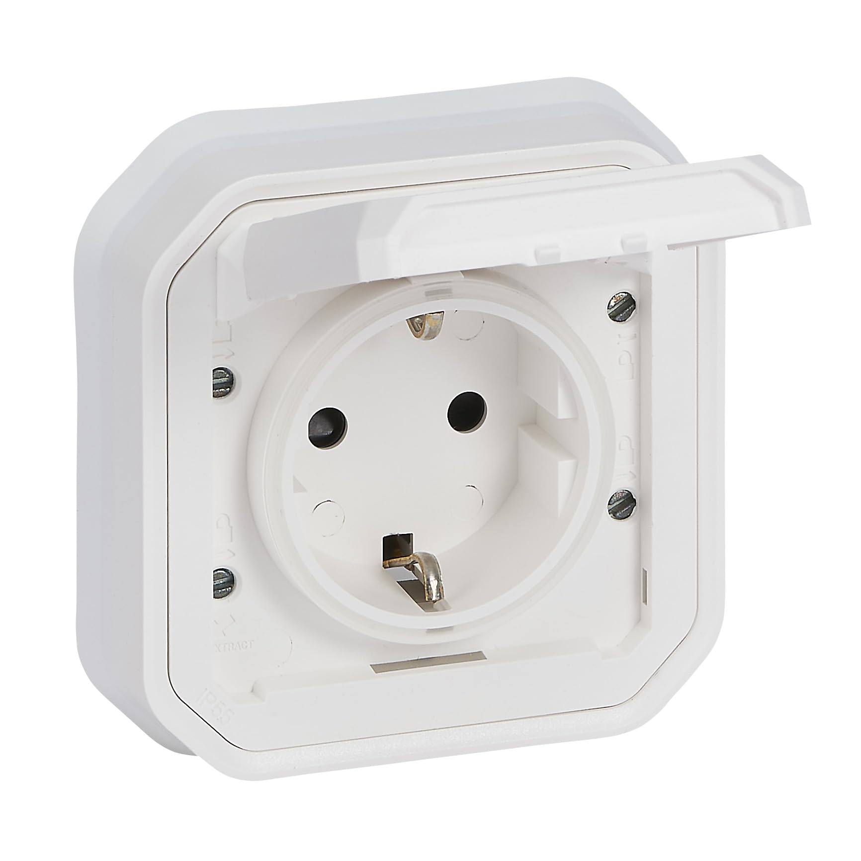 Legrand - Enchufe 16A con contacto lateral de tierra - Plexo - Estanco IP55 - Montaje empotrado - Blanco - 069869LE