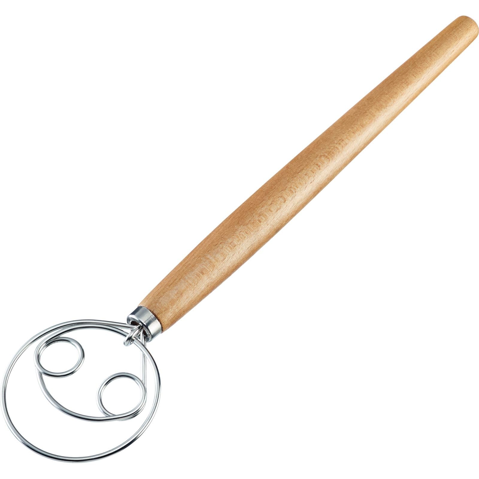 Westmark Danish Whisk Woody - The Whisk is Ideal for Mixing Bread Dough, Sourdough, Pizza and Stirring Dough, Practical Bread Baking Accessories - Stainless Steel, Beech Wood