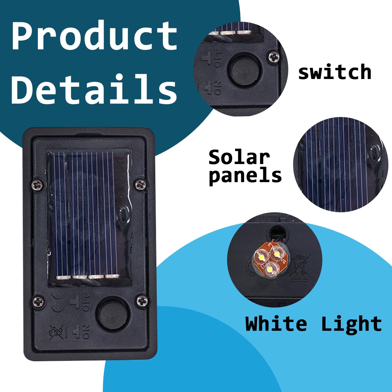 YSFSootie 2 Pcs Solar Lights Replacement Top, LED Small Square Solar Panel - Image 2