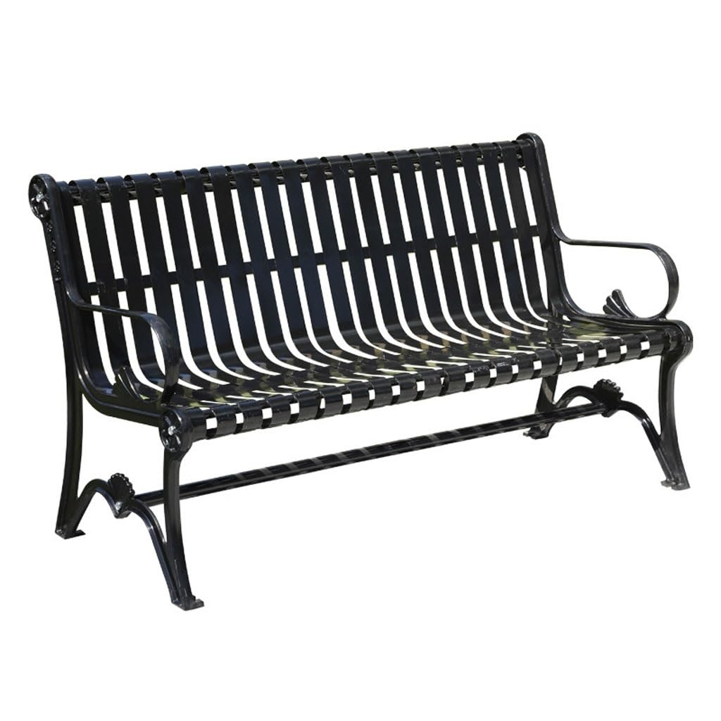 Panca da Giardino Sedie da Parco Panchine da Esterno Sedie da Giardino in Ferro for quartiere for Il Tempo Libero Doppi posti Panchine da Parco for Esterni Plaza Arredo per Veranda(B,180CM)