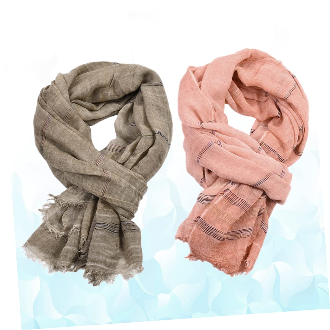 Sciarpa a Righe 2 Pezzi in Cotone, Foulard Moda Unisex | Beige e Rosa, Protezione Solare, Adatta per Mare e Viaggio, Stile Versatile per Tutte le Stagioni