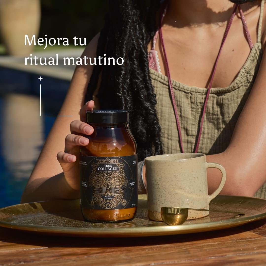 Ancient + Brave | True Collagen | 100% Péptidos de Colágeno Hidrolizado en Polvo | 33 Raciones - 200 g | Colágeno Bovino Europeo | Alto en Proteínas | Ayuno y Keto | Piel, Cabello y Uñas