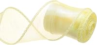 Vista 15 de MECCANIXITY Cinta de Organza Transparente con Alambre Brillante de 2 3/8" de Ancho, Cintas de Gasa Iridiscente Pastel de 3 Yardas Color Beige
