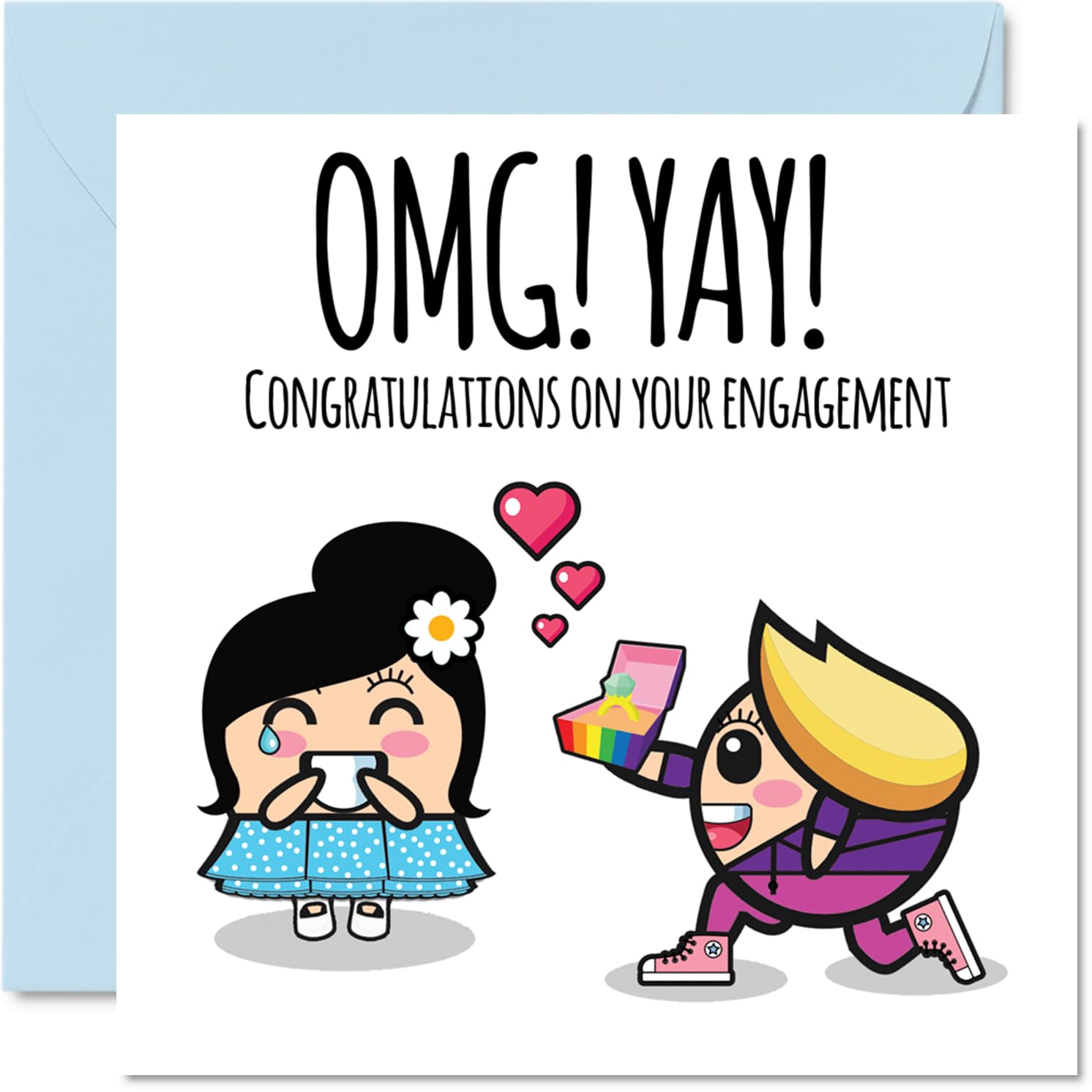 LGBT Engagement Cards for Couples - Congratulations on your Engagement - Congrats Well Done Card, Gifts for Fiance Fiancee, 145mm Wedding Marriage Greeting Cards