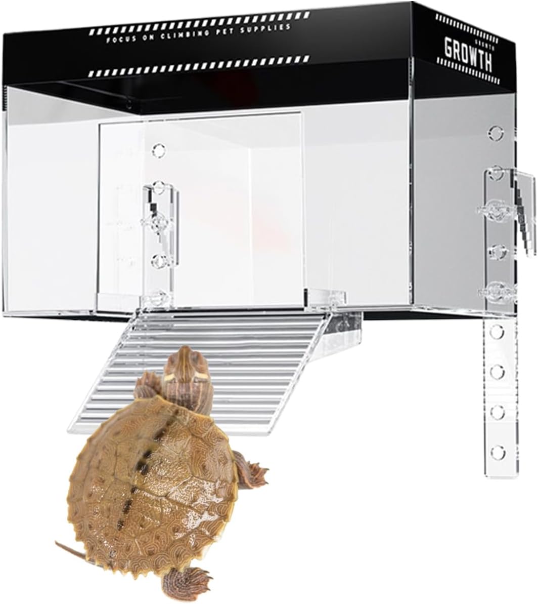 Turtle Topper Aboves Tank Basking Platforms, Hanging Turtle Basking Platforms With Light, 20x14/25x16cm Aquatic Reptile Dock, With Ramp Tortoise House For Semi Aquatic Turtles Terrapin For Observation