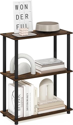 Miniatura 217 de Furinno Turn-N-Tube - Estantes de almacenamiento, estante para libros de 3 niveles, estante esquinero, estantes abiertos sin herramientas, para