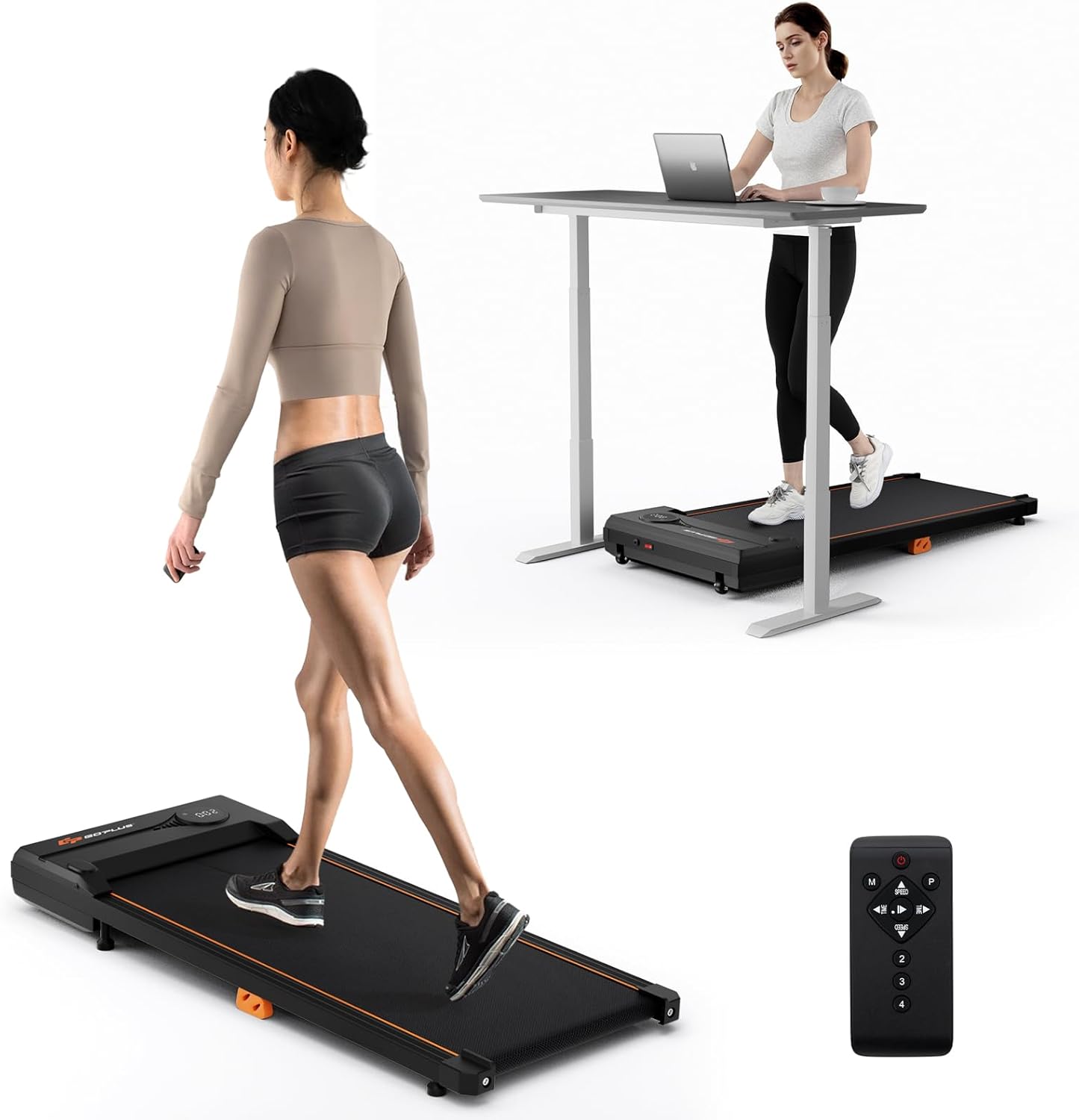Goplus Walking Pad, 340 LBS Capacity Under Desk Treadmill with Remote Control, LED Display, 12 Preset Programs, Portable Treadmills for Home Small, Office