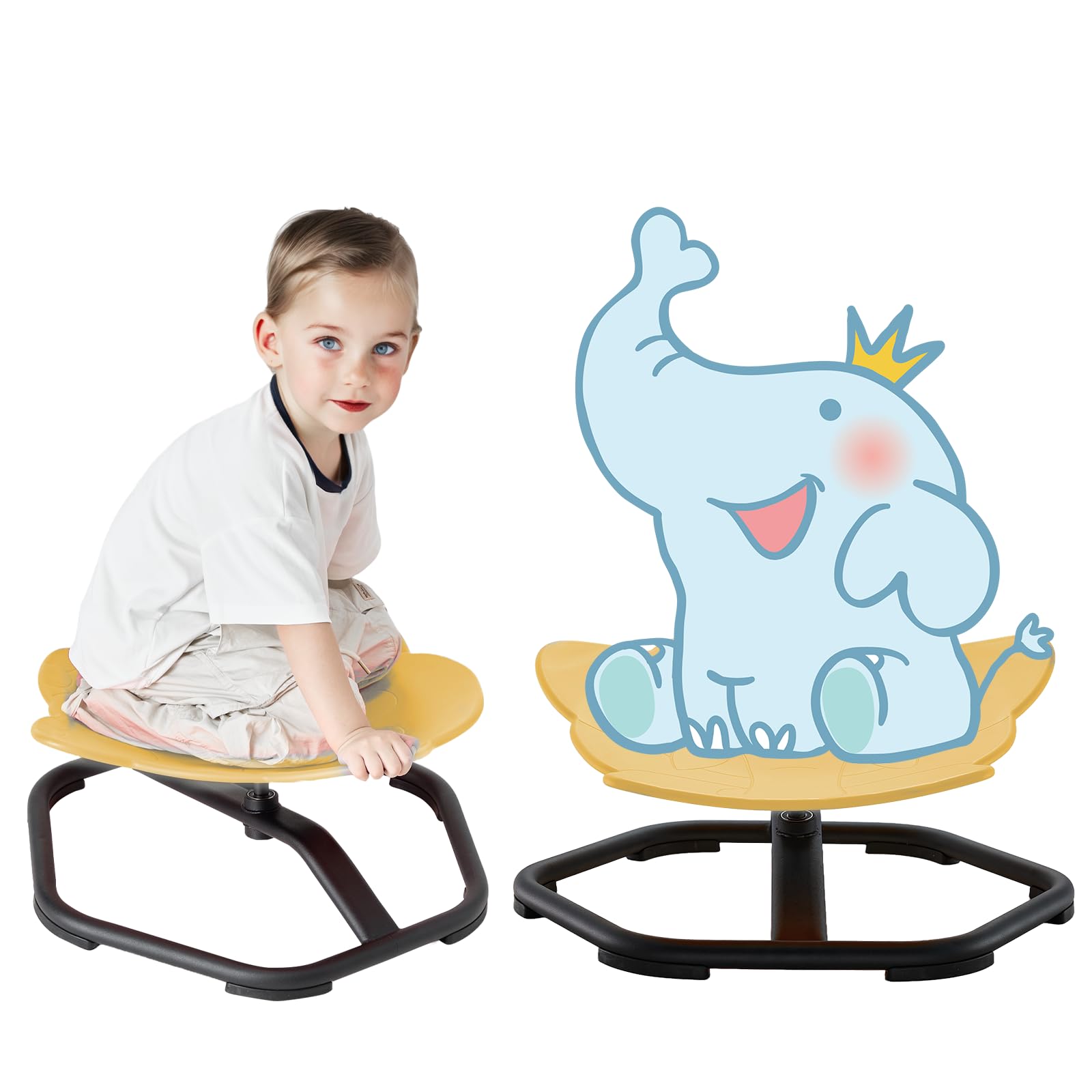 Kids Sensory Swivel Chair, Autism Spinning Chair for Kids Sensory, Sensory Toy Chair, Training Body Coordination (Yellow)