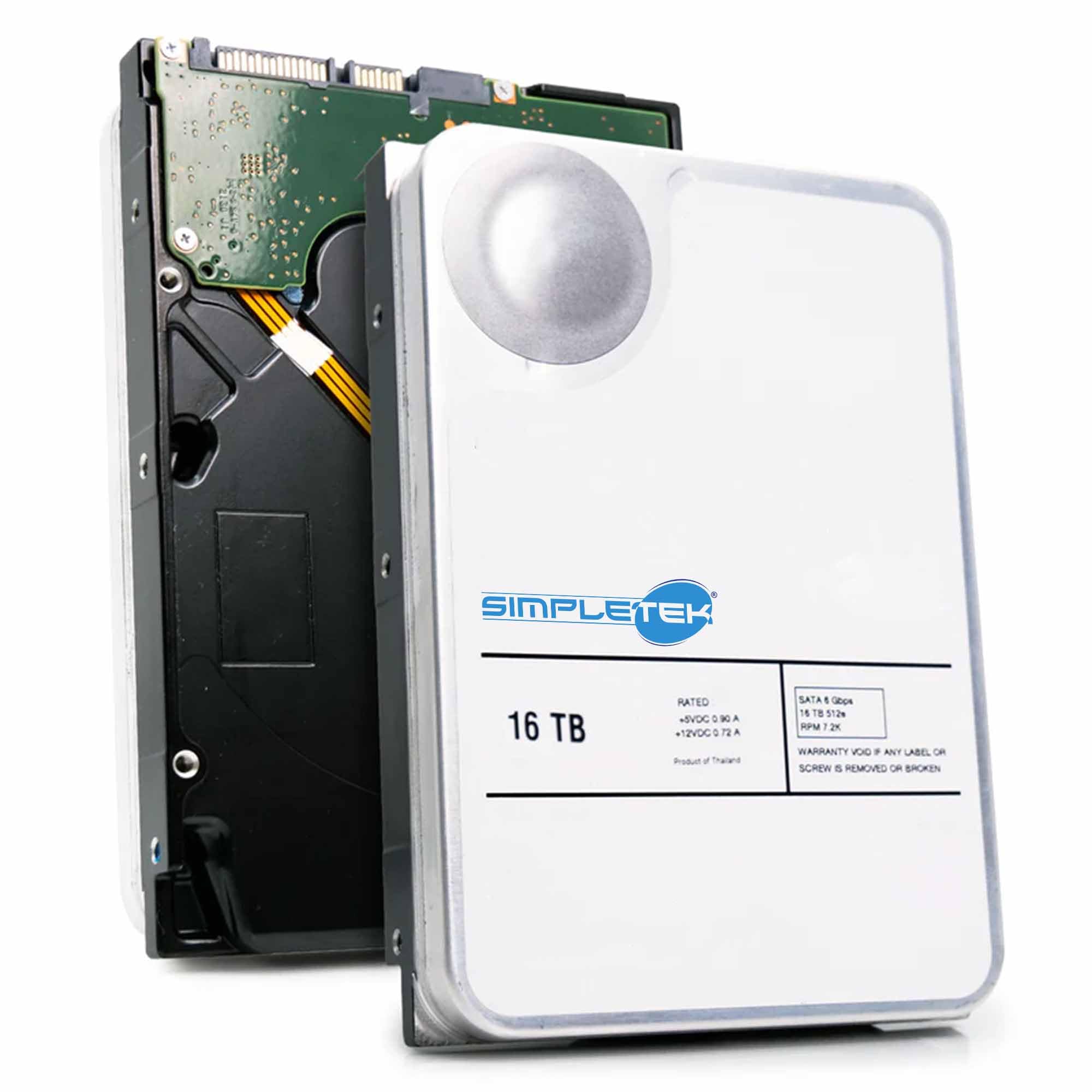 SIMPLETEK - Disco Rigido Interno 3,5" da 16TB | SATA III - 7200RPM - Cache 256MB | HDD per Server, Desktop e Workstation (Ricondizionato)