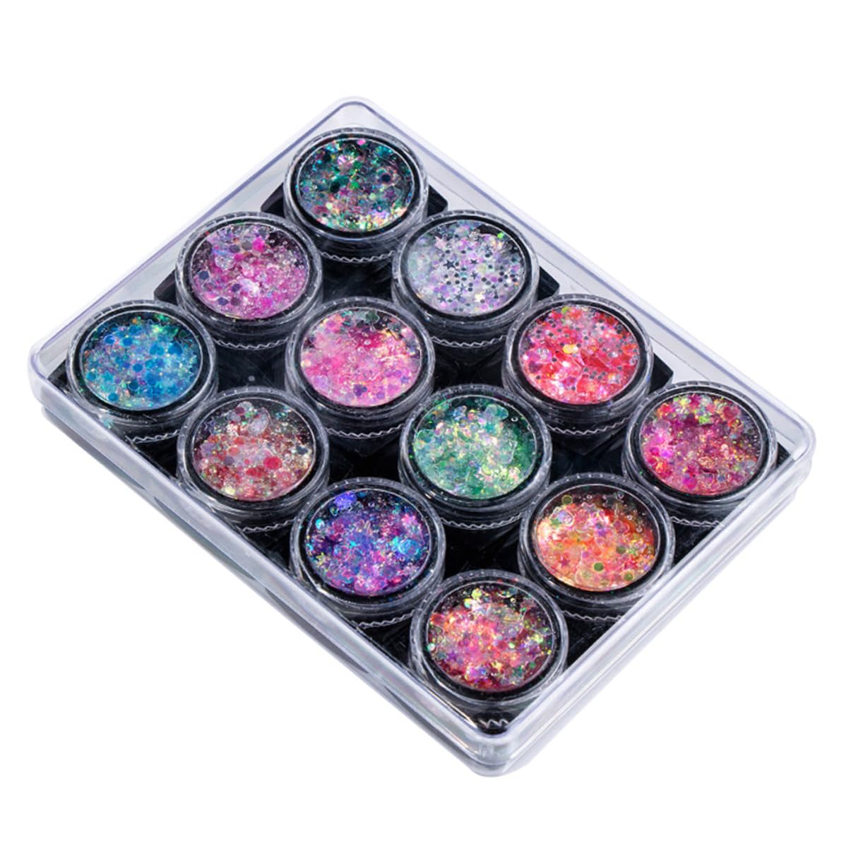 DOITOOL Set Da 3 Pezzi Per Il Trucco Con Paillettes 12 Colori Gel Per Il Corpo Con Paillettes Gel Per Il Viso Unghie Glitter Illuminante Per Feste Uso Quotidiano