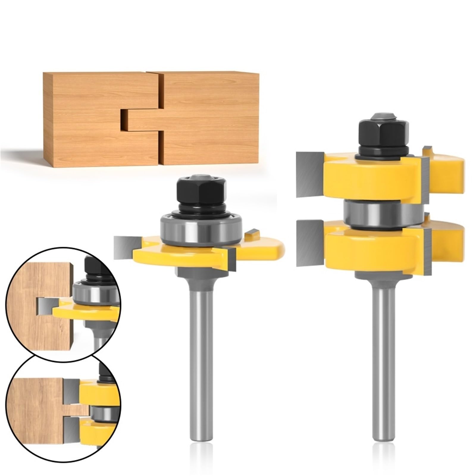 Juego de brocas for ranura de lengüeta de vástago de 6 mm y 1/4 de pulgada (2 piezas)(6.35mm shank)