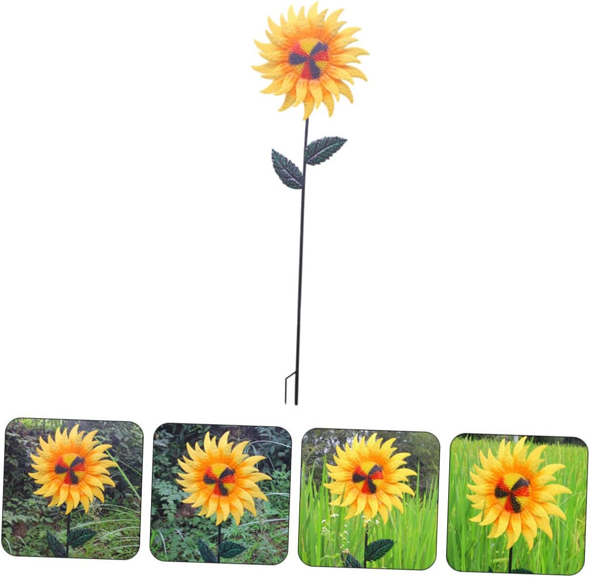 Sunflower Windmill Garden Decor Kinetic Metal Pinwheel Sculpture for Outdoor Lawn Rotating Ornament for Home and Party Decoration