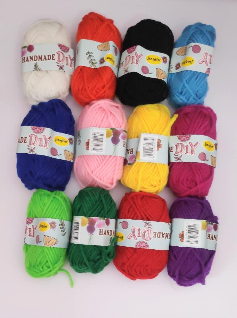 Just Flowers Woolen Thread for Craft | Wool Balls for Knitting/Chrochet Project | Hand Knitting Art Craft Soft Yarn (Each Wool Ball 19 Mtr) (Pack of 12, Mix Colors)