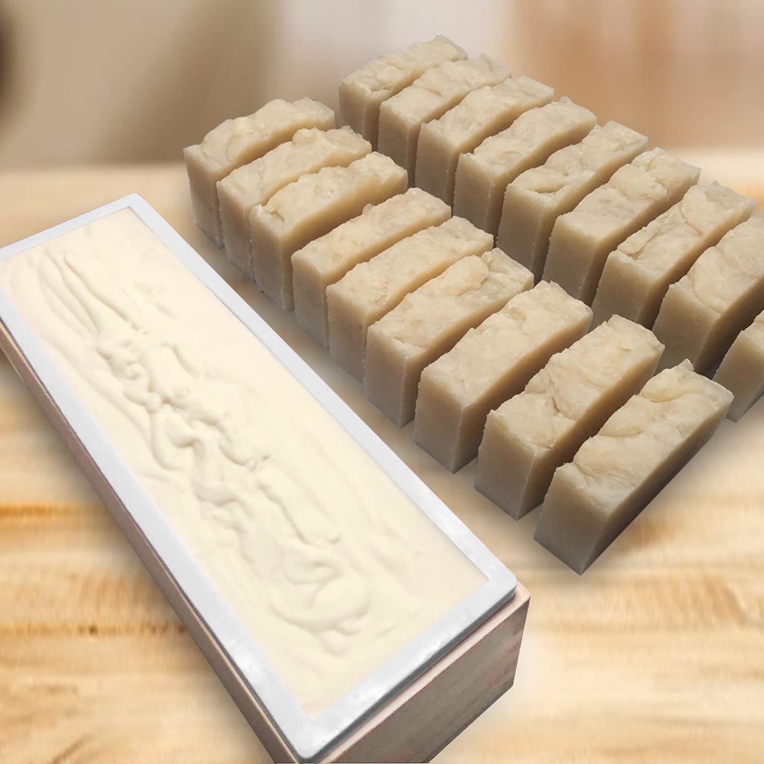 Zestaw 3 foremek do mydła, 1200 ml, do produkcji mydła z drewnianymi pudełkami, foremki do mydła mogą być używane do produkcji mydła w domu, produkcji mydła, idealny rozmiar i duża pojemność, od