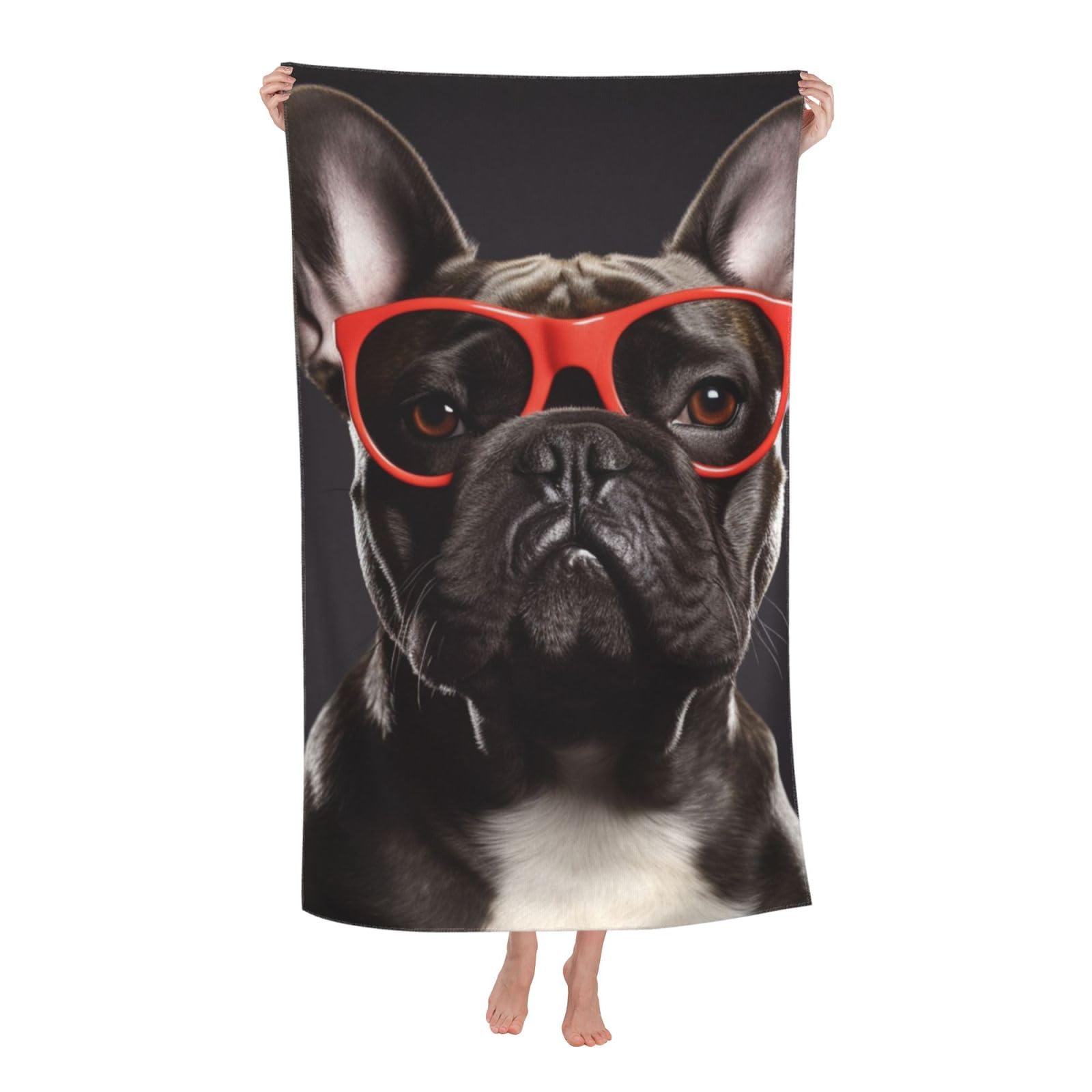 FodPand French Bulldog Beach Towel Oversized 52 x 32 in Sand Free Pool Swim Towels for Adult Travel Blanket Lightweight Quick Dry Absorbent Bath Towels Cruise Vacation Accessories