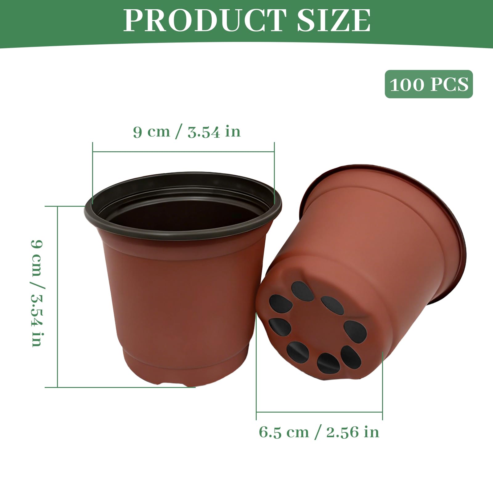 Bellanova 100 Pezzi Vasetti per Piantine 10 cm, Vasi Plastica per Piante con Fori di Drenaggio, per Semina, Talee e Trapianto, Riutilizzabili (100, 10cm)