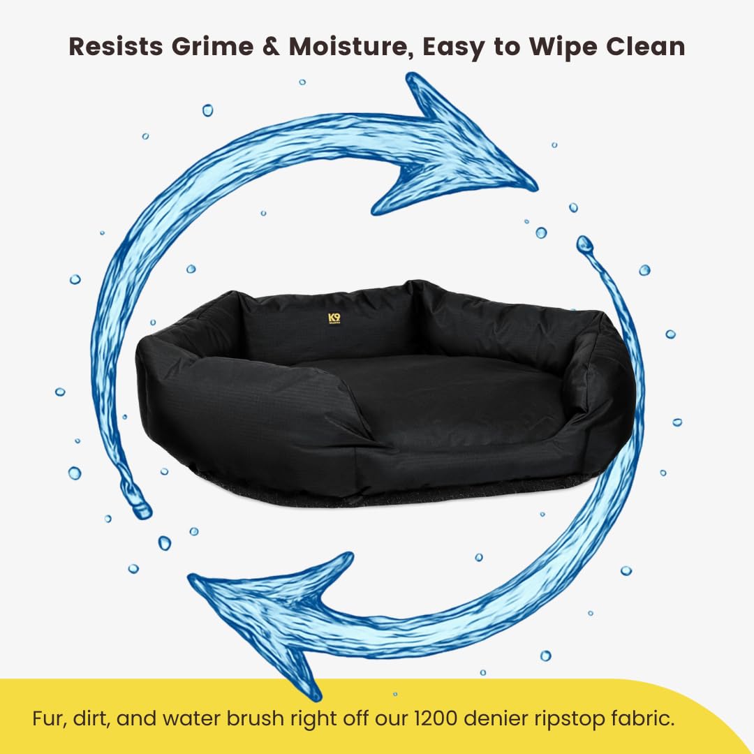 K9 Ballistics Tough Ripstop Oval Bolster Dog Bed, Calming Round Den Shape, Scratch Resistant, Machine Washable - Small, Black Ripstop - image 5