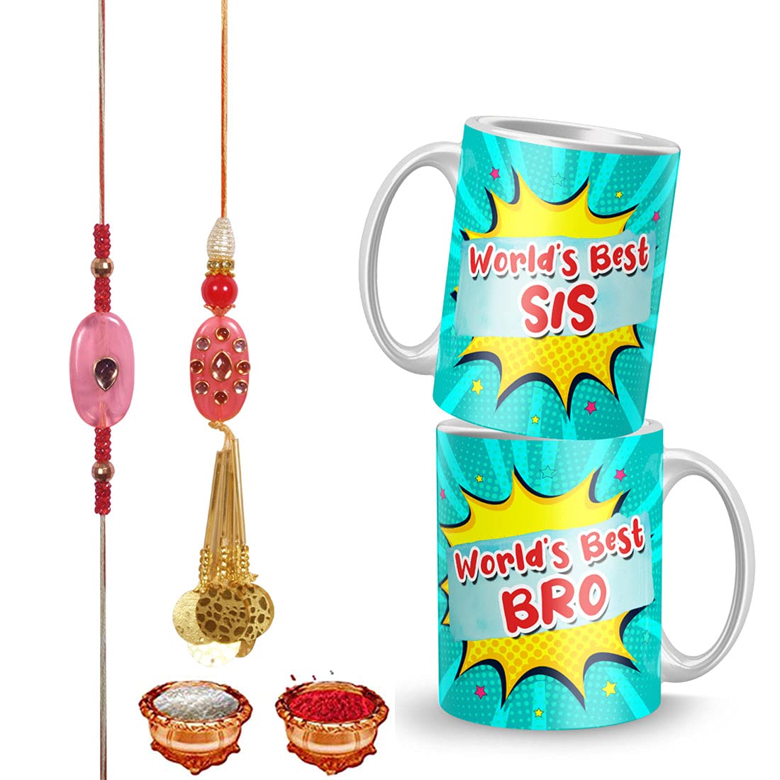 Luvkushcart Ceramic Mug, Rakhi for Brother, Sister Combo Set with Roli Chawal, (BW-RAKHI-PAIRMUG-11) - Multicolor, 2 Cup (B099RZVVTB) Amazon Price History, Amazon Price Tracker