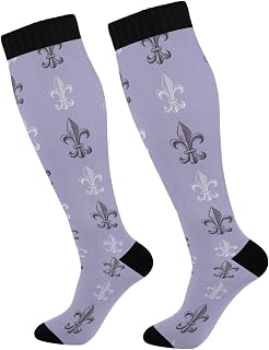 874 Sport Socks Mardi Gras Fleur De Lys Purple Running Socks Funny Crew Socks Casual Walking Socks For Hiking Sports Travel 40cm
