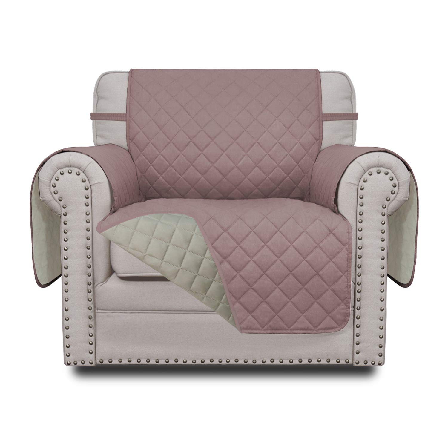 Easy-Going Reversible Couch Cover, Small Chair, Pink/Beige