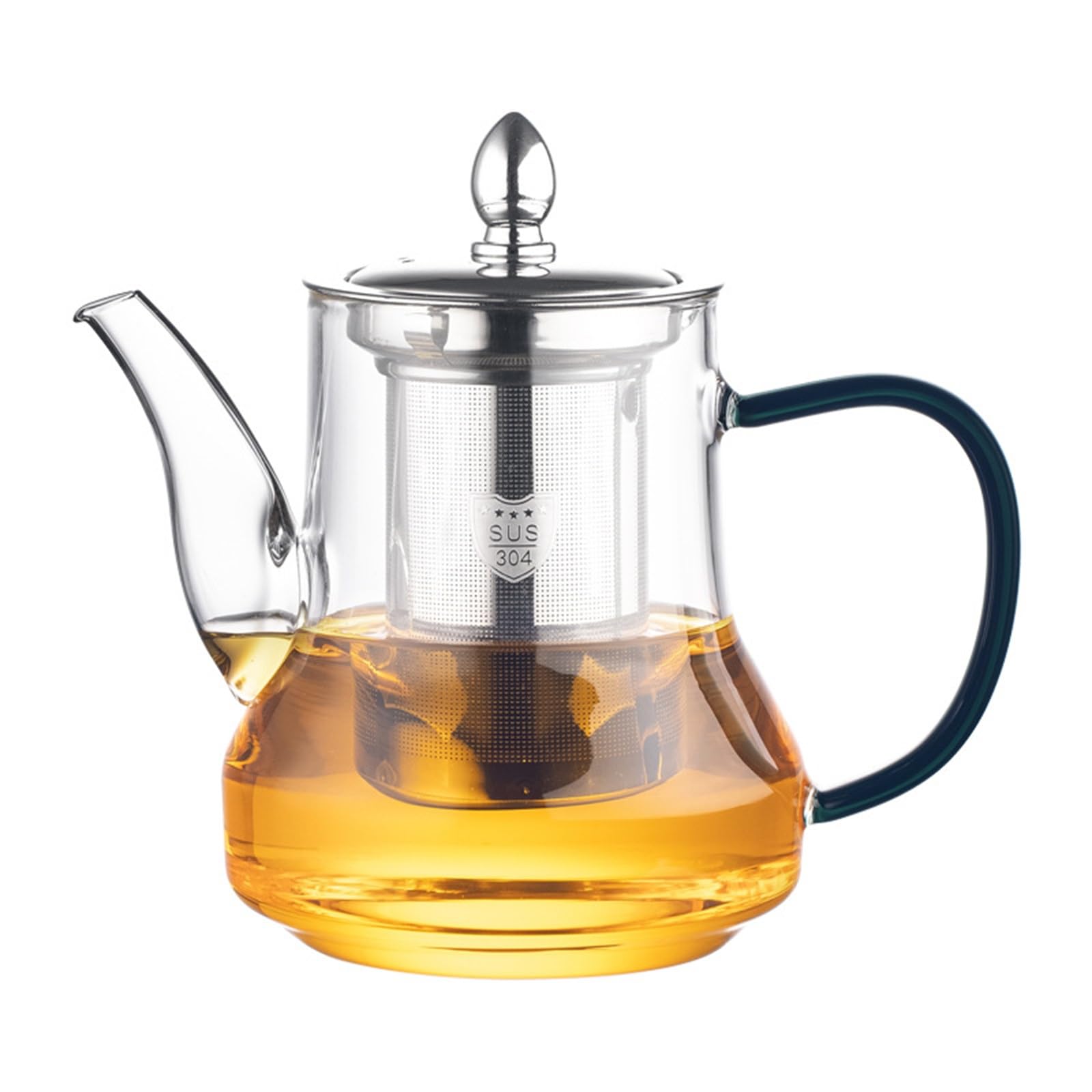 Teiera in Vetro Resistente alle Alte Temperature con beccuccio Lungo, Ideale per tè in Fiore e tè Sfuso.(Trasparente 750ml)