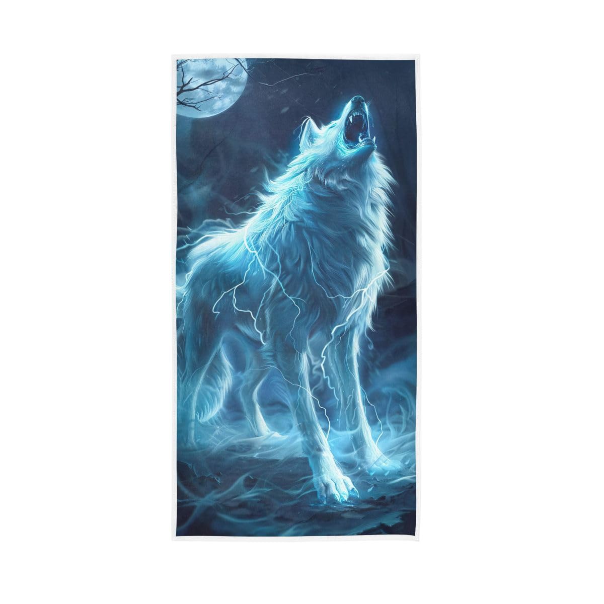 LSRCPD Wolf Howling in Moonlight Hand Towels, Hand Towels Cotton for Bathroom, Gym, Hotel, Spa 15 x 30 Inches