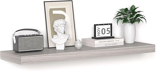 Miniatura 16 de Fun Memories Estantes flotantes de 16 pulgadas – Estantes de pared de madera de color blanco rústico profundo – Estante de almacenamiento para pared