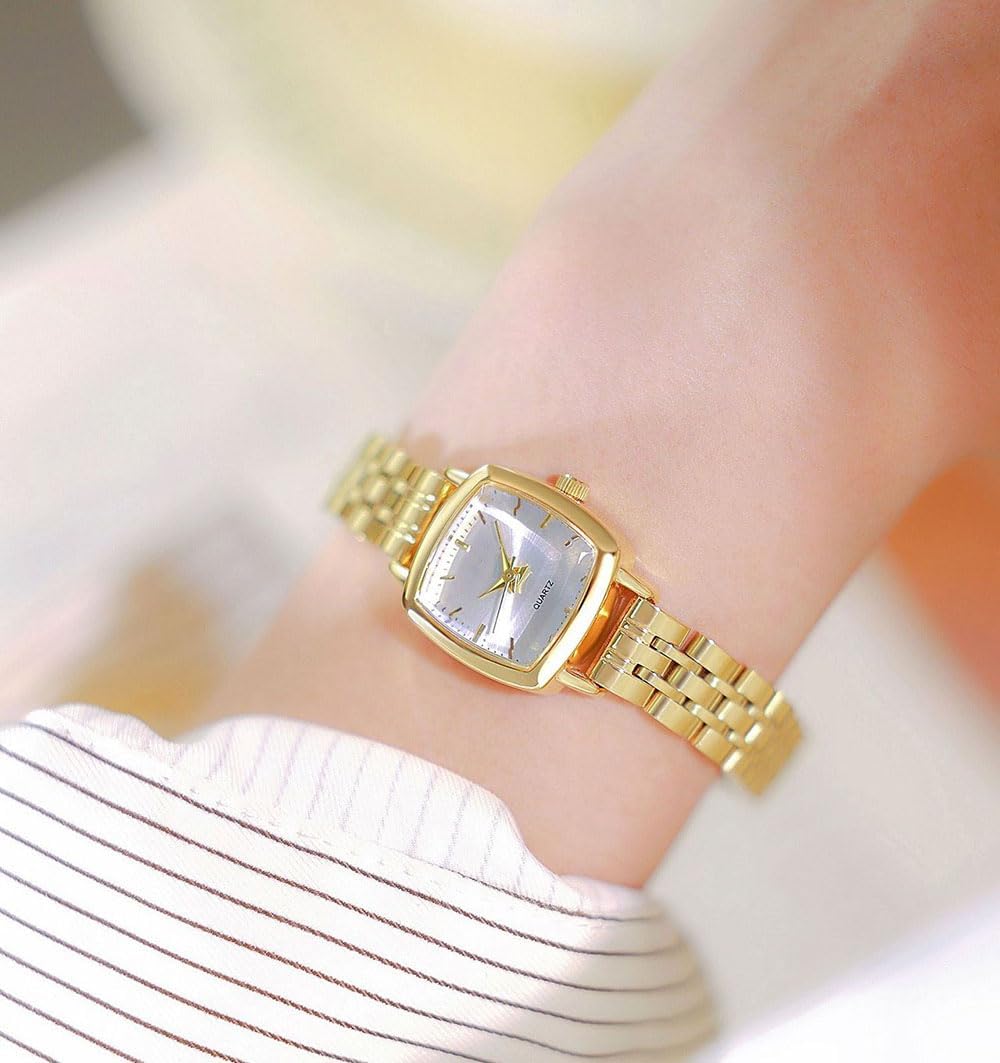 ADSBIAOYE Small Gold Watches for Women Vintage Square Ladies Quartz Wrist Watches Fashion Casual Bracelet Watch - Image 3