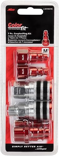 Vista 16 de ColorFit by Milton Kit de acoplador y enchufe - (estilo M, rojo) - 1/4" NPT, (14 piezas)