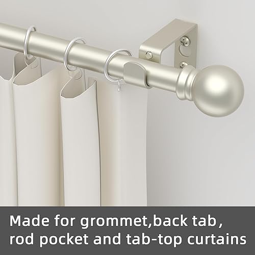 Vista 13 de Cortineros para ventanas de 48 a 84-93 pulgadas, set de cortineros decorativos de 5/8 pulgadas de alta resistencia con acabado en níquel y soportes