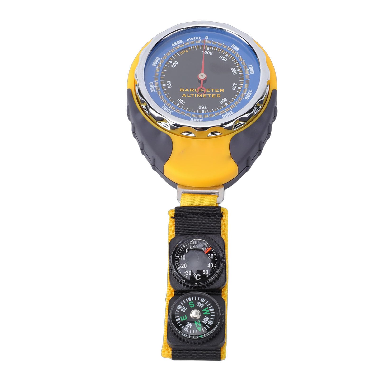 Fockety Altimetro Barometro, Misuratore di Temperatura con Bussola Ad Alta Precisione 0-5000m 580-1040hPa -30-50° Monitoraggio Meteorologico Quadrante Manometro Barometrico per la Pesca