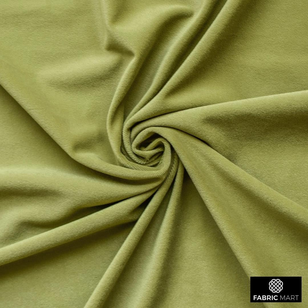 Fabric Mart Direct Oliva claro Tela por Metro, 137 cm o 54 pulgadas Ancho Verde Terciopelo Tela, 1 medidor continuo Terciopelo de felpa de alta calidad Tela, Telas Para Tapizar, Cortinas Cojines