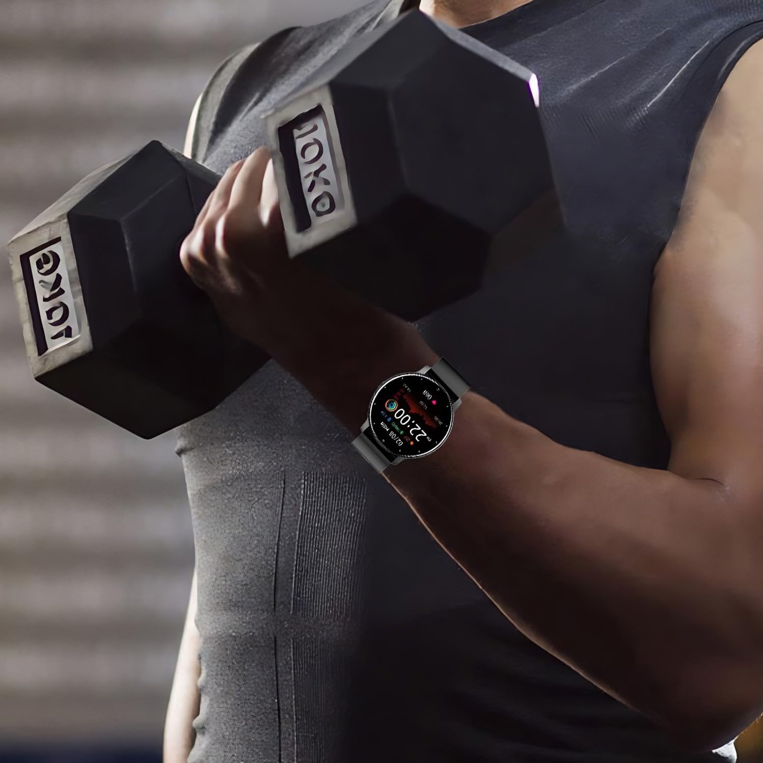 Retoo Smartwatch, inteligentny zegarek 45mm, zegarek na rękę z ekranem dotykowym, pasek sportowy, bransoletka fitness, zegarek czarny 5 tarcz, prezent dla mężczyzn i kobiet, czarny, stal srebrna